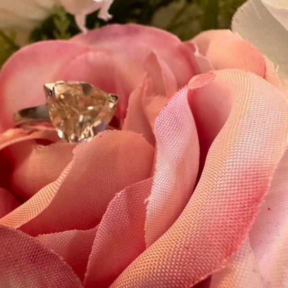 Golden Yellow Trillion Moissanite Diamond Solitaire 4.51Ct. Size 7 - Picture 8 of 15